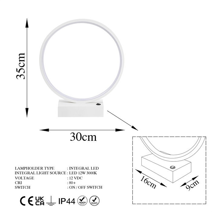 Opviq Halka - 13308 Lámpara de mesa blanca metálica